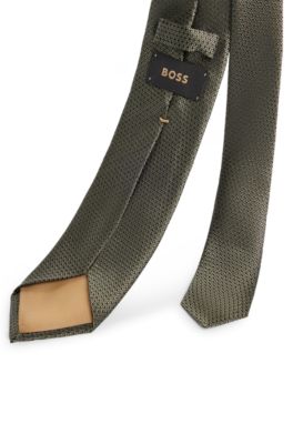 Silk tie in structured jacquard, Light Green