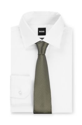Silk tie in structured jacquard, Light Green