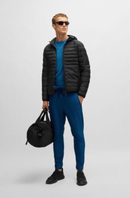 Water-repellent padded jacket with decorative reflective details, Black