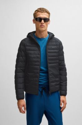 Water-repellent padded jacket with decorative reflective details, Black