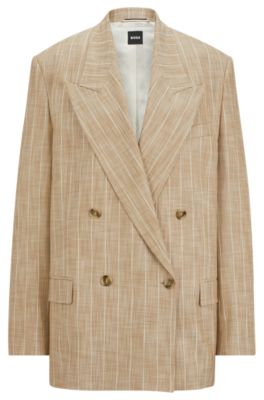 Hugo Boss Double-breasted Jacket In Pinstripe Stretch Fabric In Patterned