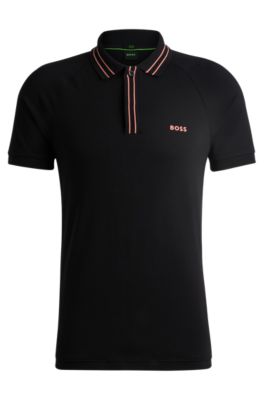 BOSS - Stretch-cotton polo shirt with stripes and logo