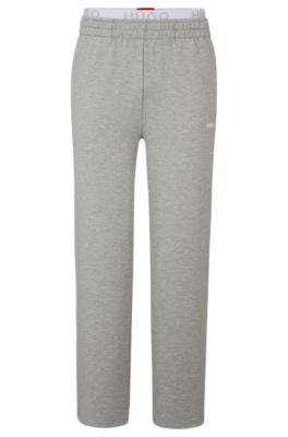 Open-hem tracksuit bottoms with double waistband, Silver