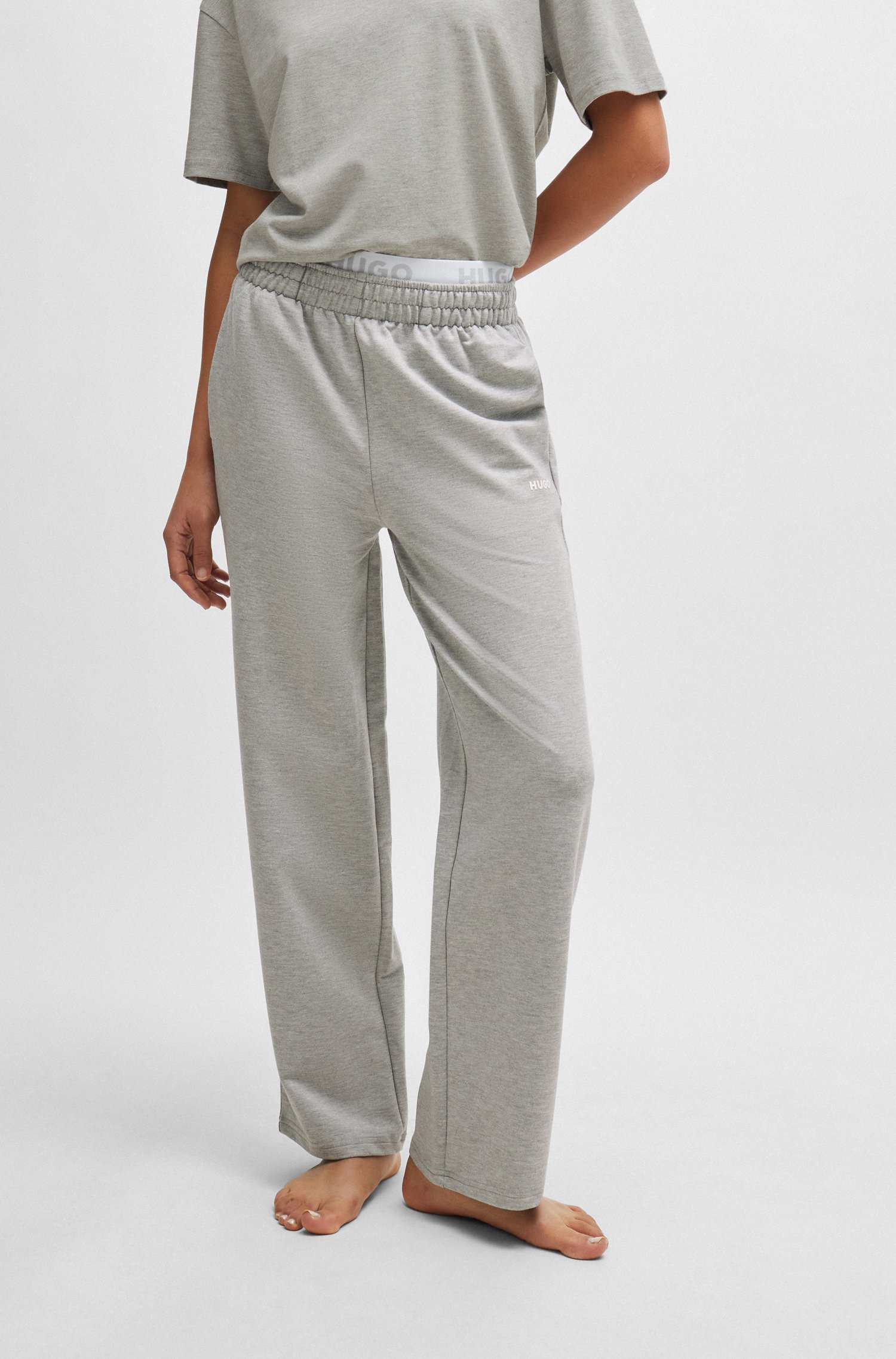 Open-hem tracksuit bottoms with double waistband