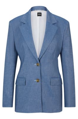 BOSS - Single-breasted jacket in linen, cotton and stretch