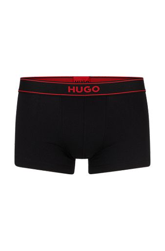 Two-pack of stretch-cotton trunks with logo graphics, Black