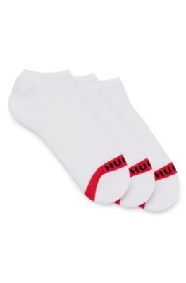 Paquete de tres calcetines invisibles con logos, Blanco