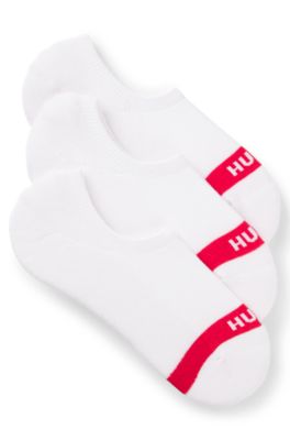 Three-pack of invisible socks with logos, White