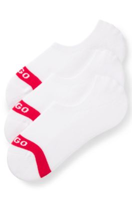 Three-pack of invisible socks with logos, White