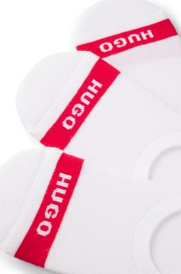 Three-pack of invisible socks with logos, White