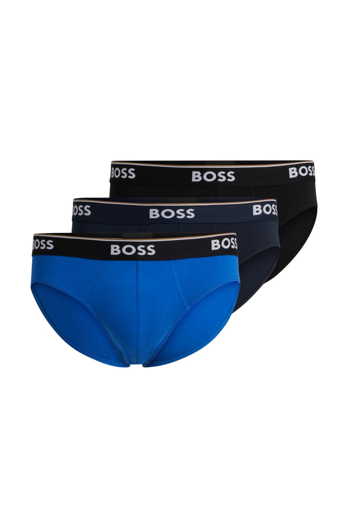 Three-pack of stretch-cotton thongs with logo waistbands