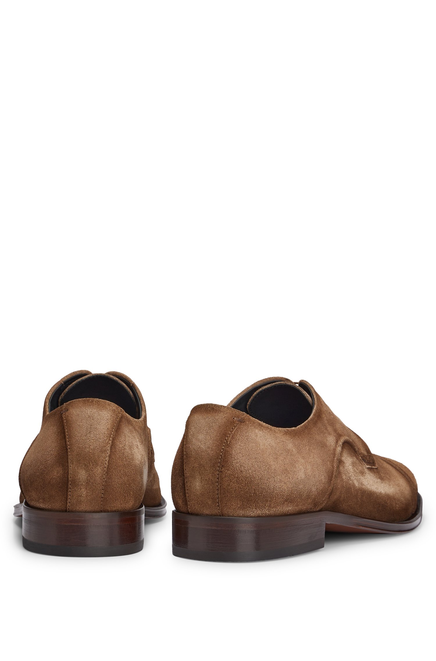 Italian-made suede Derby shoes with cap-toe detail