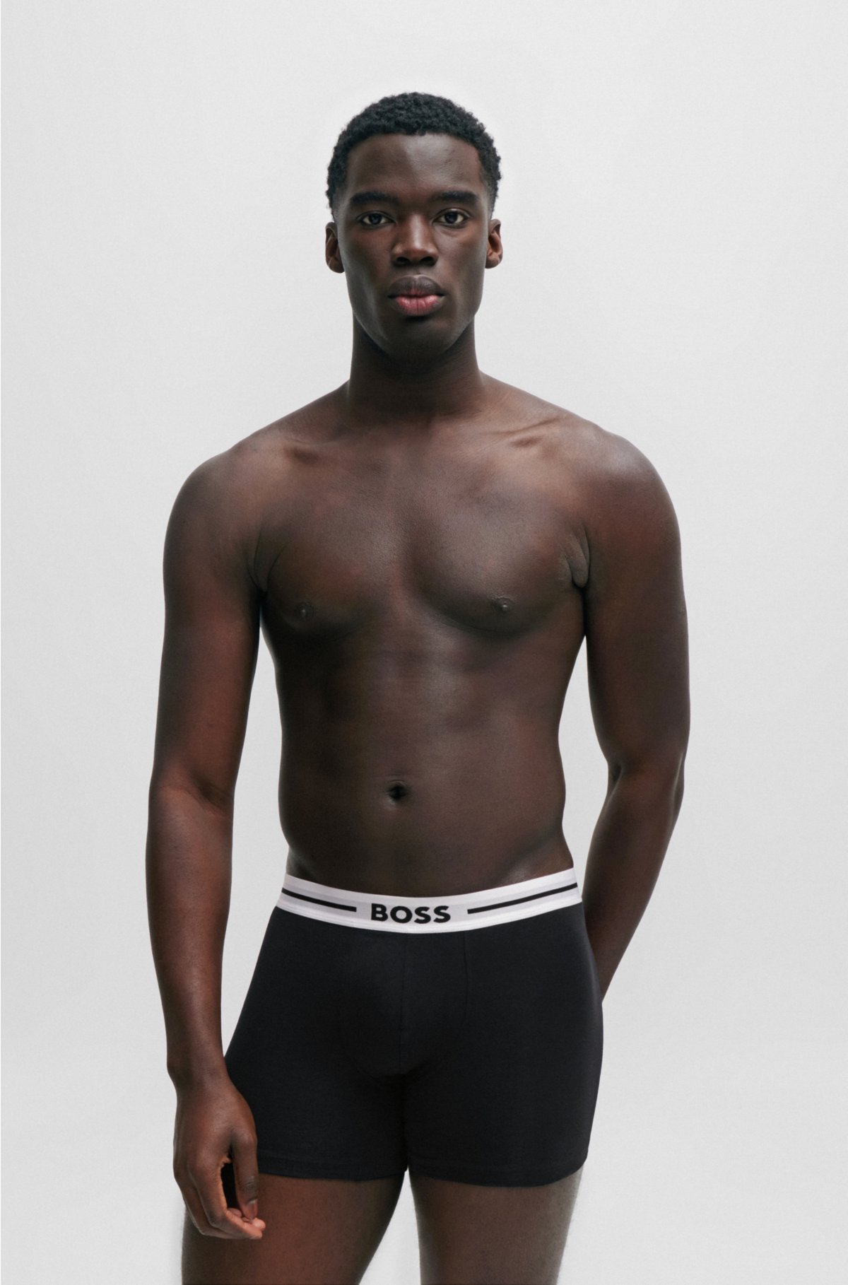 BOSS - Three-pack of stretch-cotton boxer briefs with logos