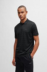 Relaxed-fit polo shirt with monogram jacquard, Dark Grey