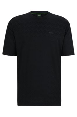 BOSS - Relaxed-fit T-shirt with all-over monogram jacquard