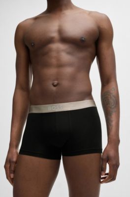Three-pack of trunks with logo waistbands, Black