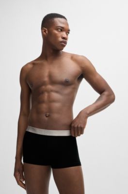 Three-pack of trunks with logo waistbands, Black