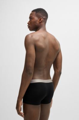 Three-pack of trunks with logo waistbands, Black