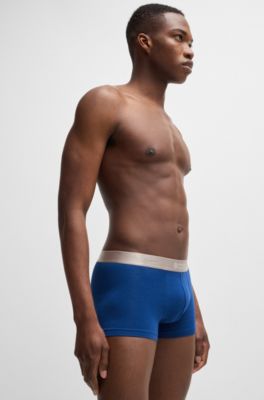 Three-pack of trunks with logo waistbands, Patterned