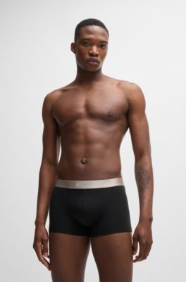 Three-pack of trunks with logo waistbands, Patterned