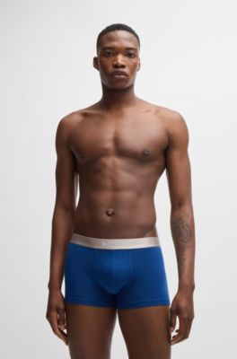 Three-pack of trunks with logo waistbands, Patterned