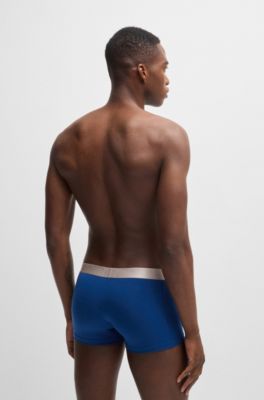 Three-pack of trunks with logo waistbands, Patterned