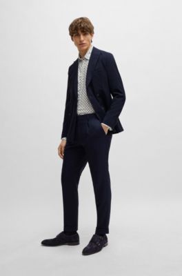 Suede shoes with double-monk strap and cap toe, Dark Blue