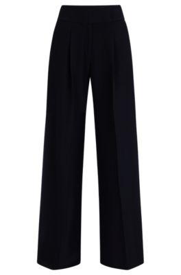 Hugo Regular-fit Pleated Trousers With Extra-long Length In Light Blue