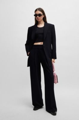 Regular-fit pleated trousers with extra-long length, Light Blue