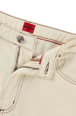 Relaxed-fit jeans in ecru rigid denim, White