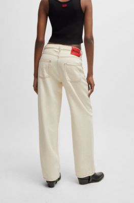 Relaxed-fit jeans in ecru rigid denim, White