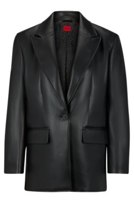 Hugo Oversize-fit Jacket In Faux Leather In Black