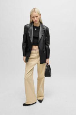 Veste oversize en similicuir, Noir