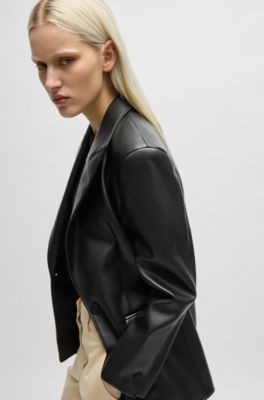 Veste oversize en similicuir, Noir