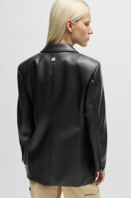 Veste oversize en similicuir, Noir