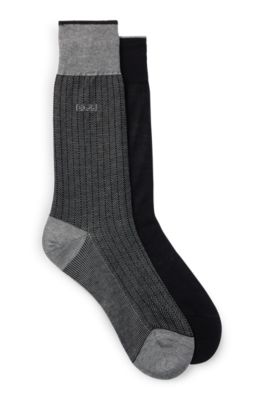 Shop Hugo Boss Two-pack Of Socks In Mercerized Cotton In Black