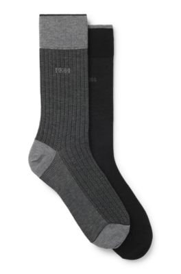 Shop Hugo Boss Two-pack Of Socks In Mercerized Cotton In Black