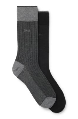 Two-pack of mercerised-cotton socks in a regular length, Black