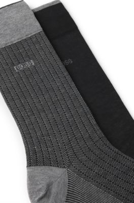 Two-pack of mercerised-cotton socks in a regular length, Black