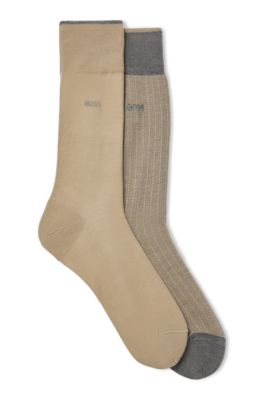 Two-pack of mercerised-cotton socks in a regular length, Grey