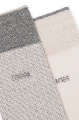 Lot de deux paires de chaussettes en coton merceris&eacute;, Beige clair