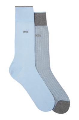 Two-pack of mercerised-cotton socks in a regular length, Light Blue