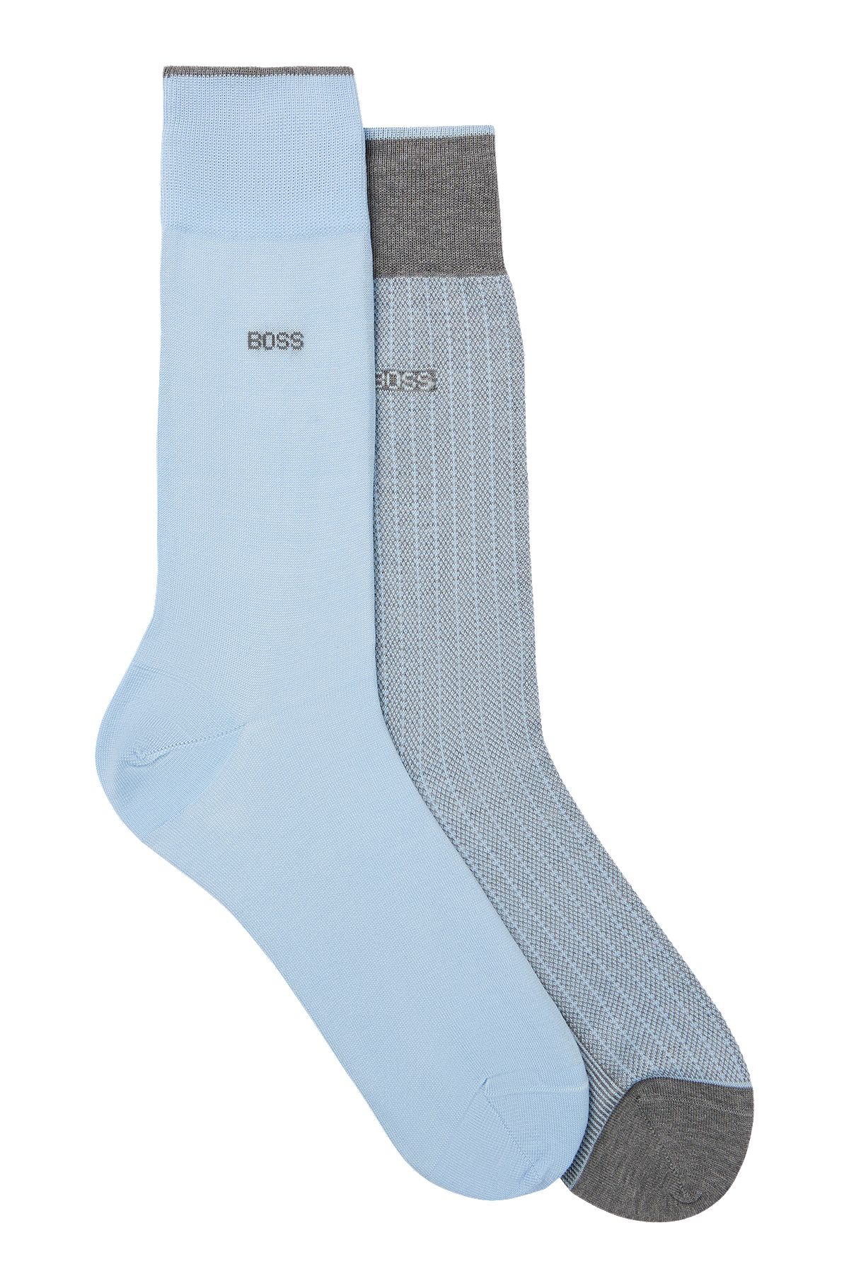 Two-pack of socks in mercerized cotton, Light Blue