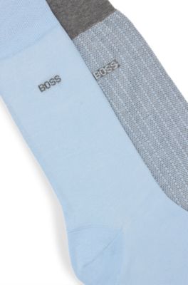 Two-pack of mercerised-cotton socks in a regular length, Light Blue