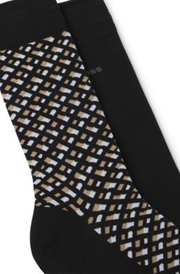 Lot de deux paires de chaussettes mi-mollet en coton m&eacute;lang&eacute;, Noir