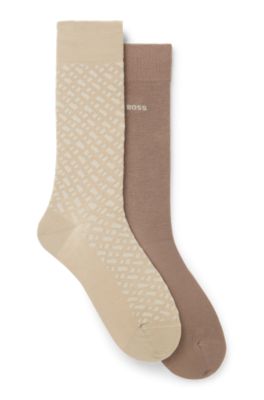 Two-pack of cotton-blend socks in a regular length, Light Brown