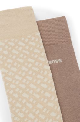 Two-pack of cotton-blend socks in a regular length, Light Brown