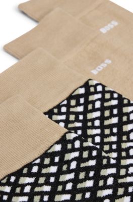 Two-pack of cotton-blend socks in a regular length, Khaki