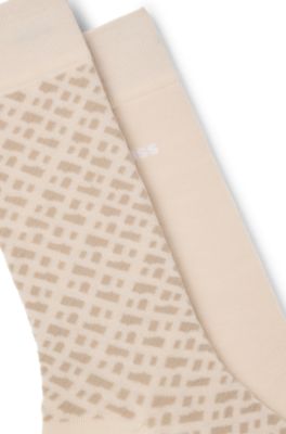 Two-pack of cotton-blend socks in a regular length, Light Beige