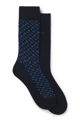 Paquete de dos pares de calcetines de largo normal de algod&oacute;n, Azul oscuro